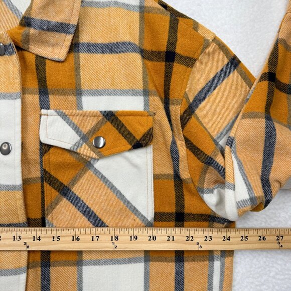 HFX Snap Front Orange Plaid Flannel Shacket Wool Blend Cabincore Outdoor Size M - Picture 9 of 11